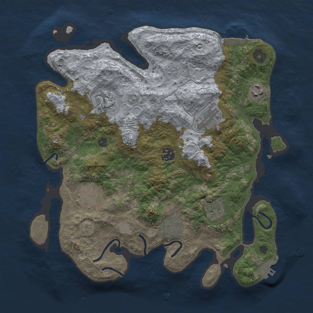 Rust Map: Procedural Map, Size: 3400, Seed: 669154954, 14 Monuments