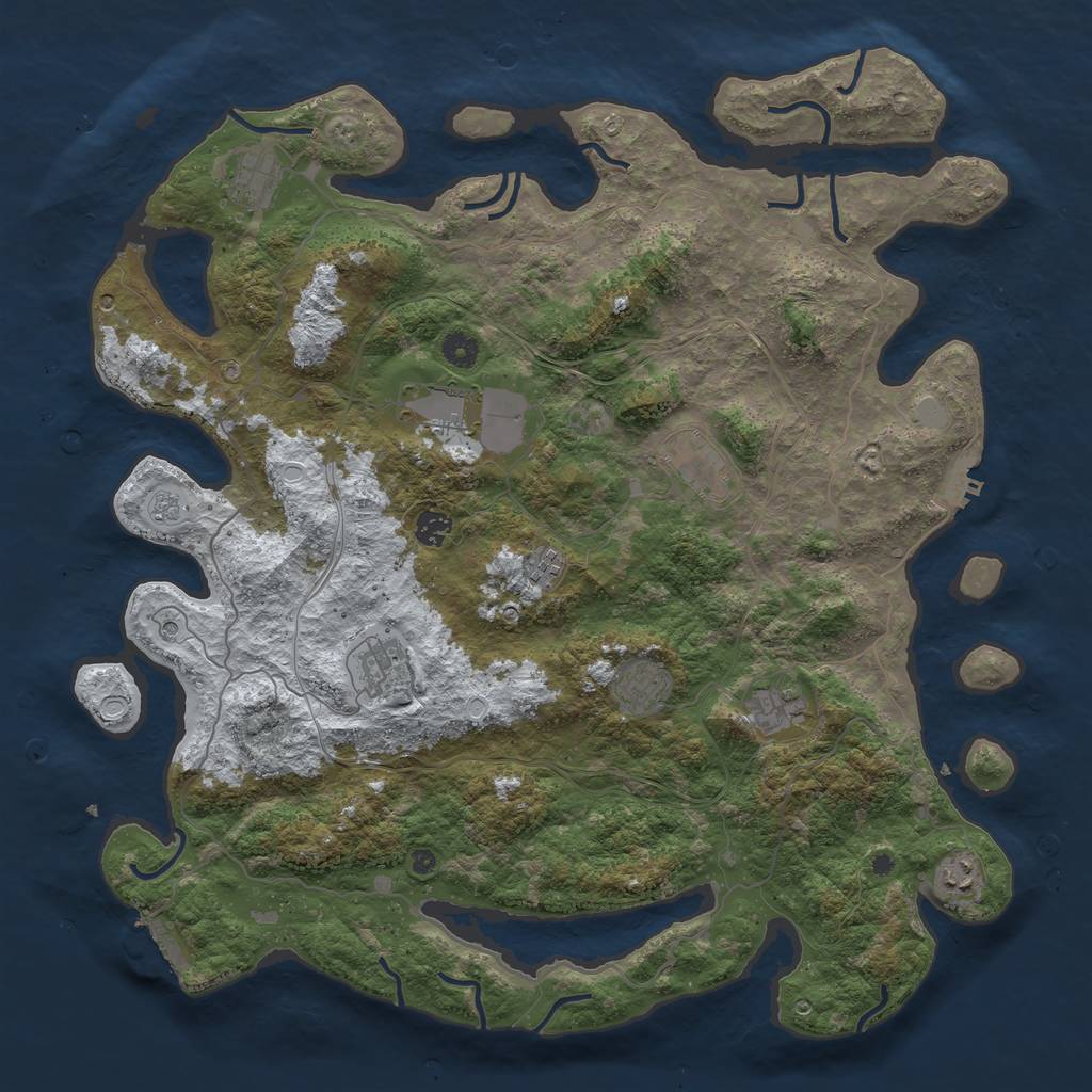 Rust Map: Procedural Map, Size: 4500, Seed: 1099814, 18 Monuments