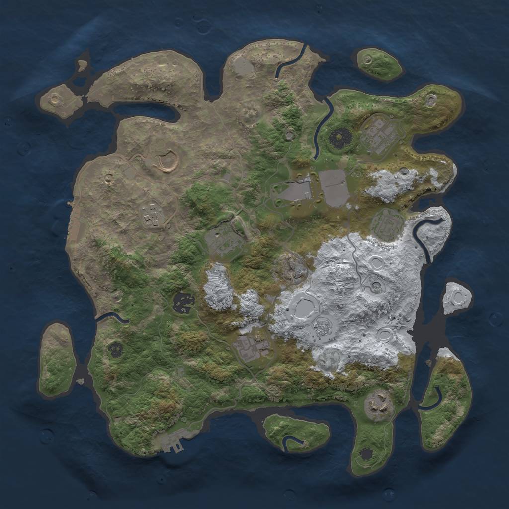 Rust Map: Procedural Map, Size: 3500, Seed: 4104527, 18 Monuments