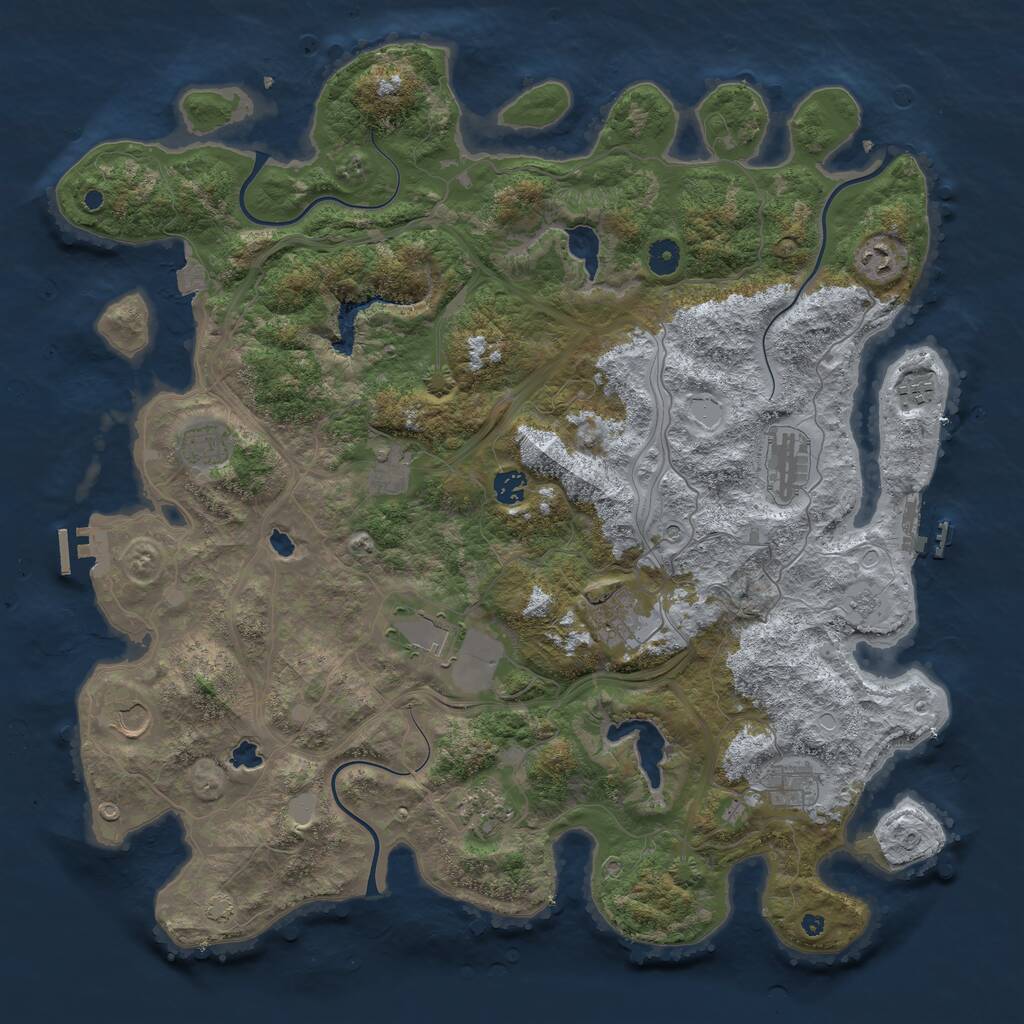 Rust Map: Procedural Map, Size: 4500, Seed: 2004530, 17 Monuments