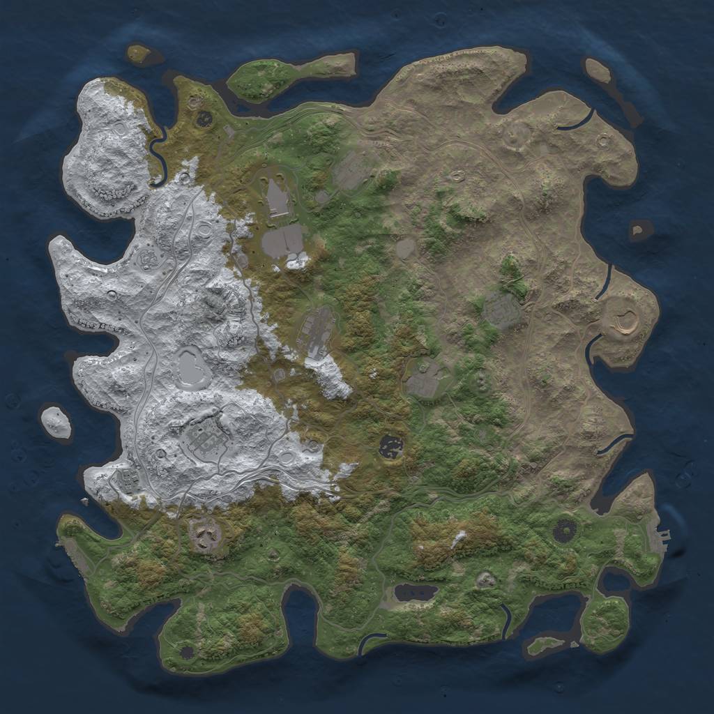 Rust Map: Procedural Map, Size: 4500, Seed: 4028273, 19 Monuments