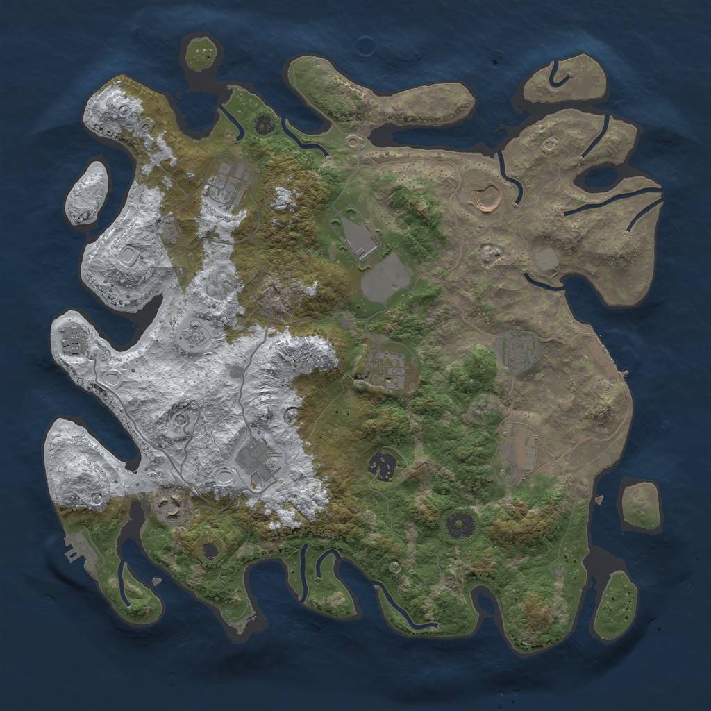 Rust Map: Procedural Map, Size: 3800, Seed: 3917889, 19 Monuments