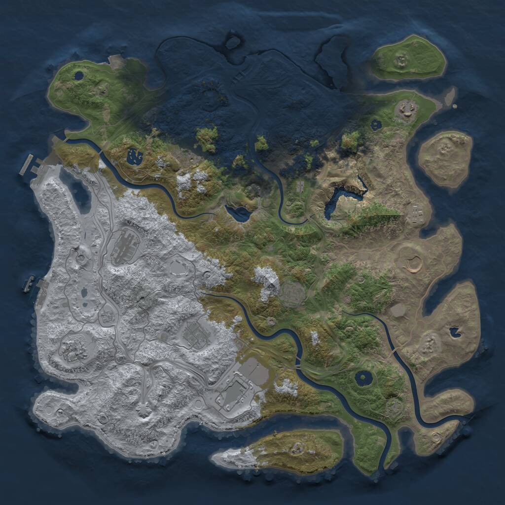 Rust Map: Procedural Map, Size: 4500, Seed: 4970063, 16 Monuments