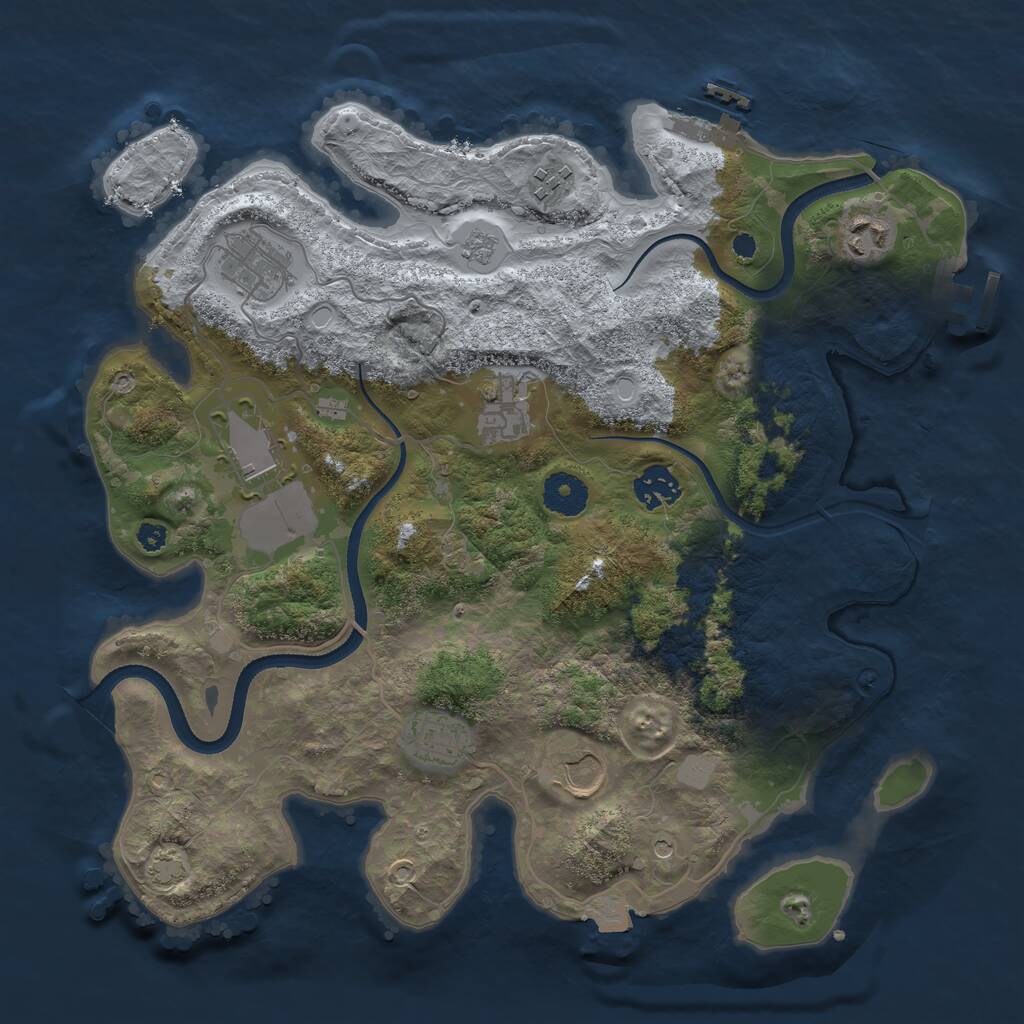 Rust Map: Procedural Map, Size: 3500, Seed: 3285638, 14 Monuments
