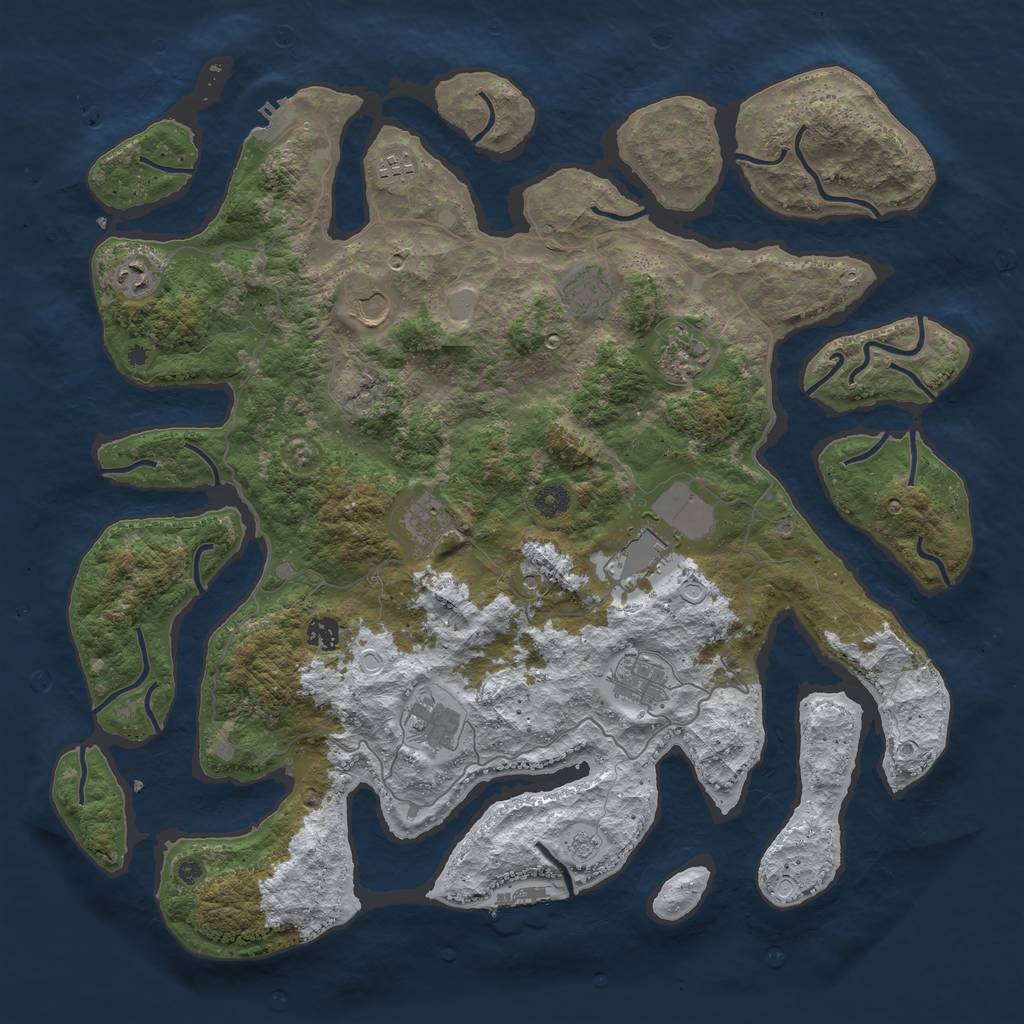 Rust Map: Procedural Map, Size: 4500, Seed: 3526799, 19 Monuments