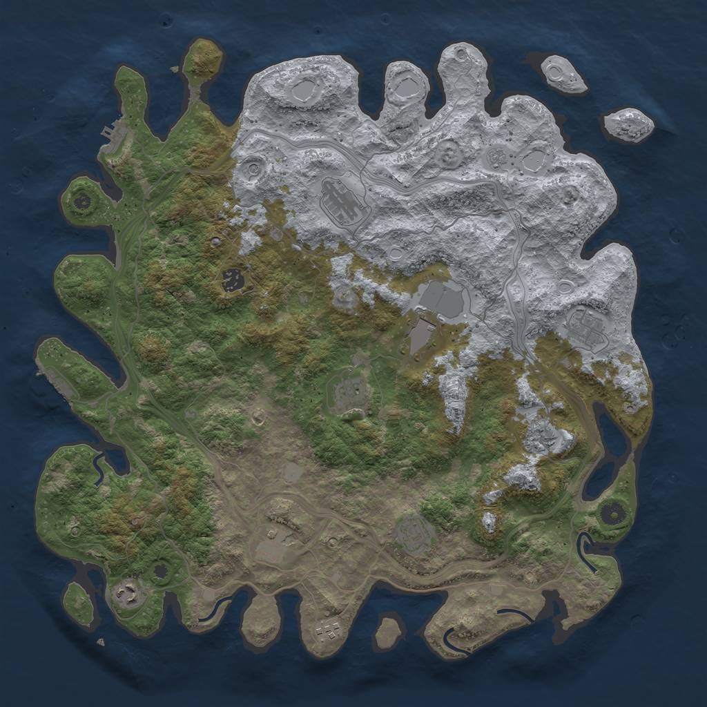 Rust Map: Procedural Map, Size: 4500, Seed: 1780386, 19 Monuments