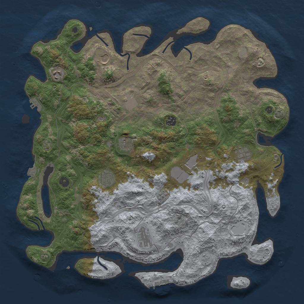 Rust Map: Procedural Map, Size: 4500, Seed: 6077206, 18 Monuments