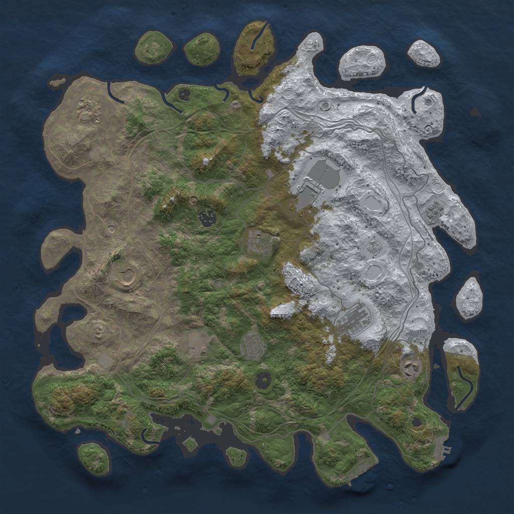 Rust Map: Procedural Map, Size: 4500, Seed: 2247188, 19 Monuments