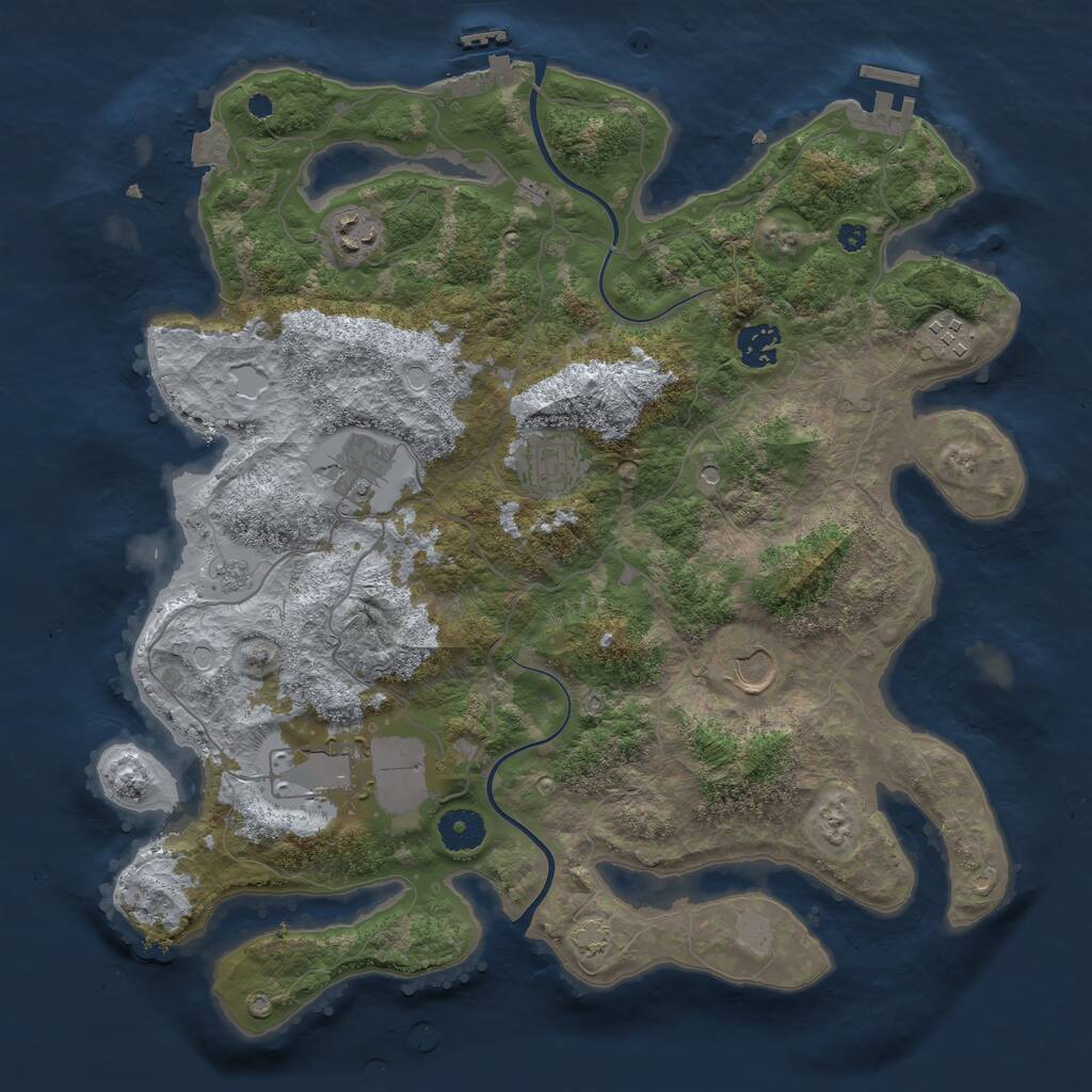Rust Map: Procedural Map, Size: 3700, Seed: 5165852, 13 Monuments