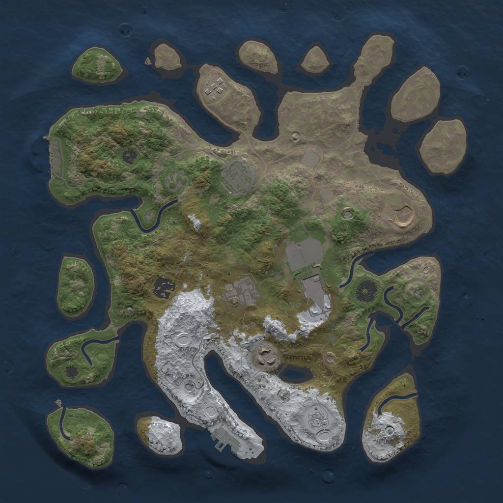 Rust Map: Procedural Map, Size: 3500, Seed: 2918230, 16 Monuments