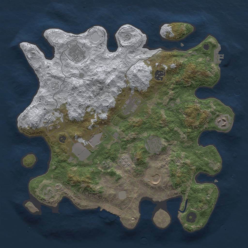 Rust Map: Procedural Map, Size: 3500, Seed: 5029125, 18 Monuments