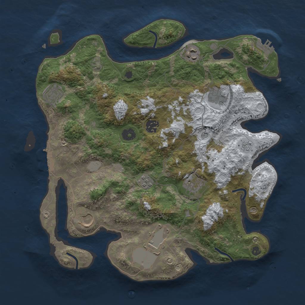 Rust Map: Procedural Map, Size: 3500, Seed: 983764, 17 Monuments