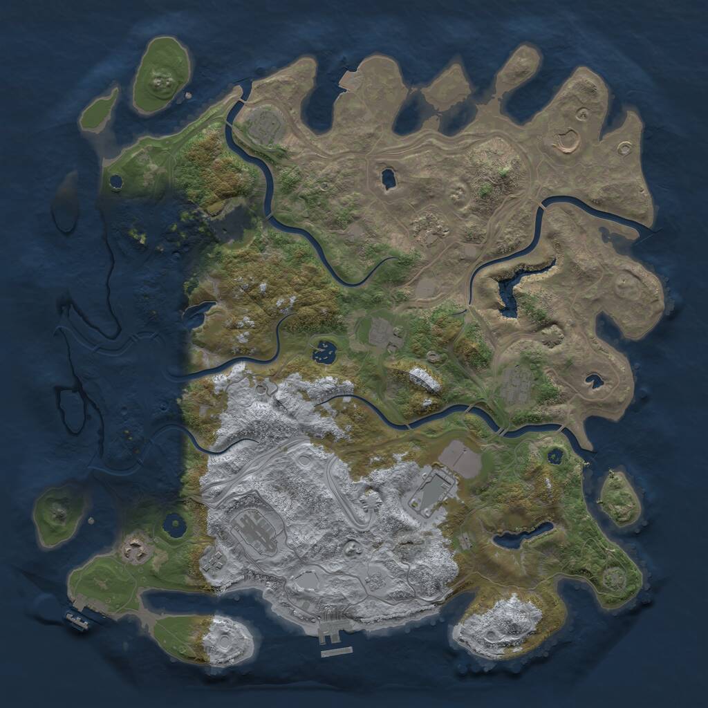 Rust Map: Procedural Map, Size: 4500, Seed: 865321, 17 Monuments