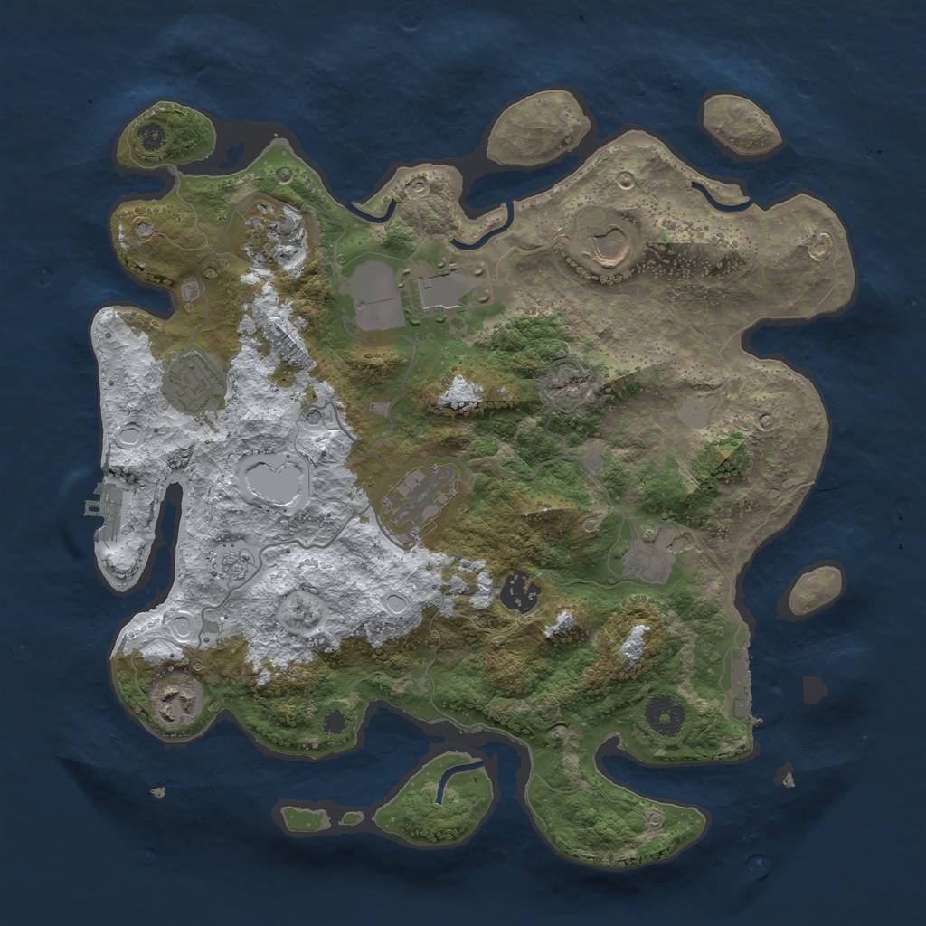 Rust Map: Procedural Map, Size: 3500, Seed: 3411321, 17 Monuments