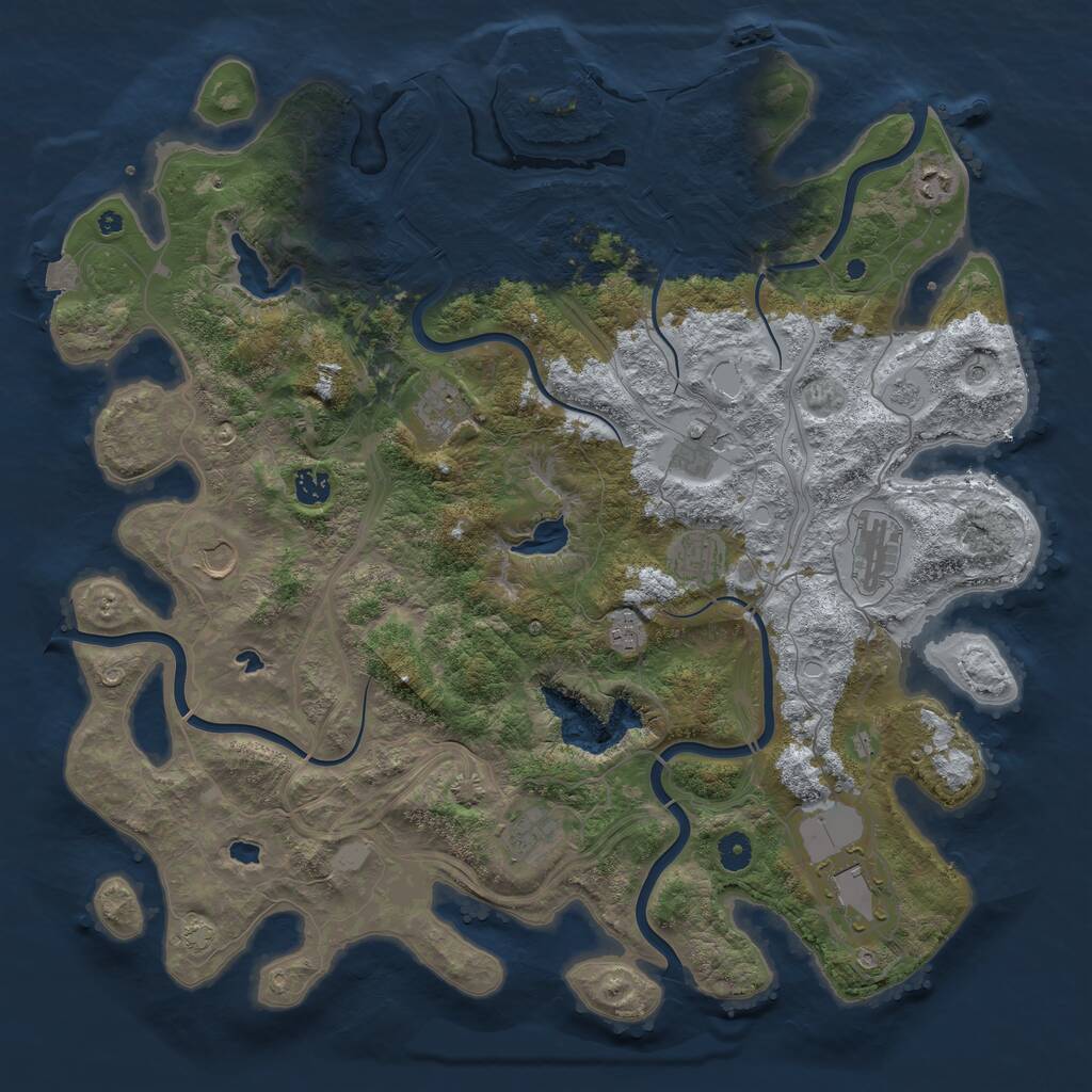 Rust Map: Procedural Map, Size: 4500, Seed: 321480, 16 Monuments