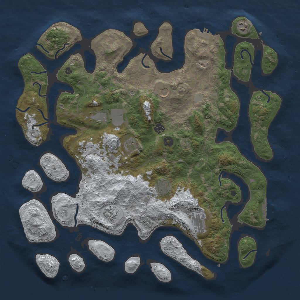 Rust Map: Procedural Map, Size: 4500, Seed: 577577, 18 Monuments