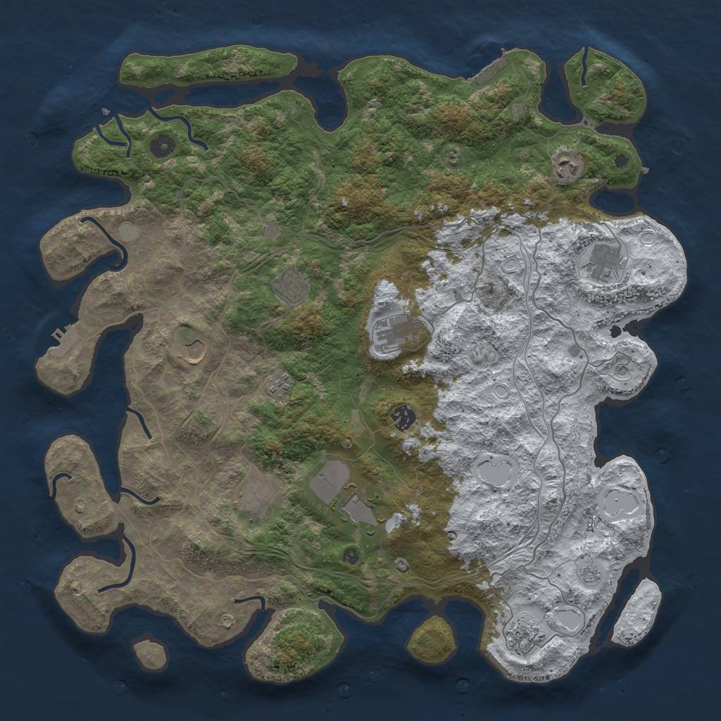 Rust Map: Procedural Map, Size: 4500, Seed: 4199059, 19 Monuments