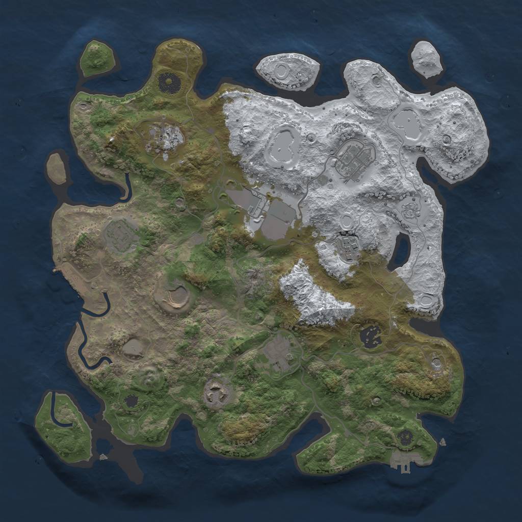Rust Map: Procedural Map, Size: 3500, Seed: 2496587, 18 Monuments