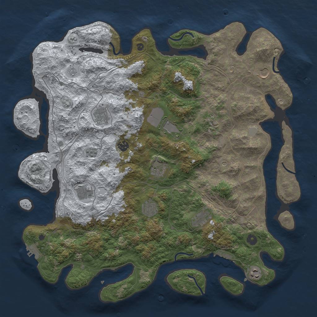 Rust Map: Procedural Map, Size: 4500, Seed: 2639965, 20 Monuments