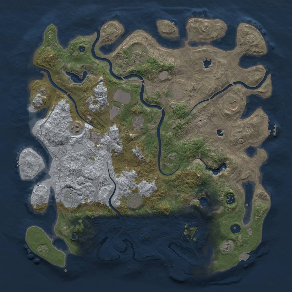Rust Map: Procedural Map, Size: 4500, Seed: 295191, 16 Monuments