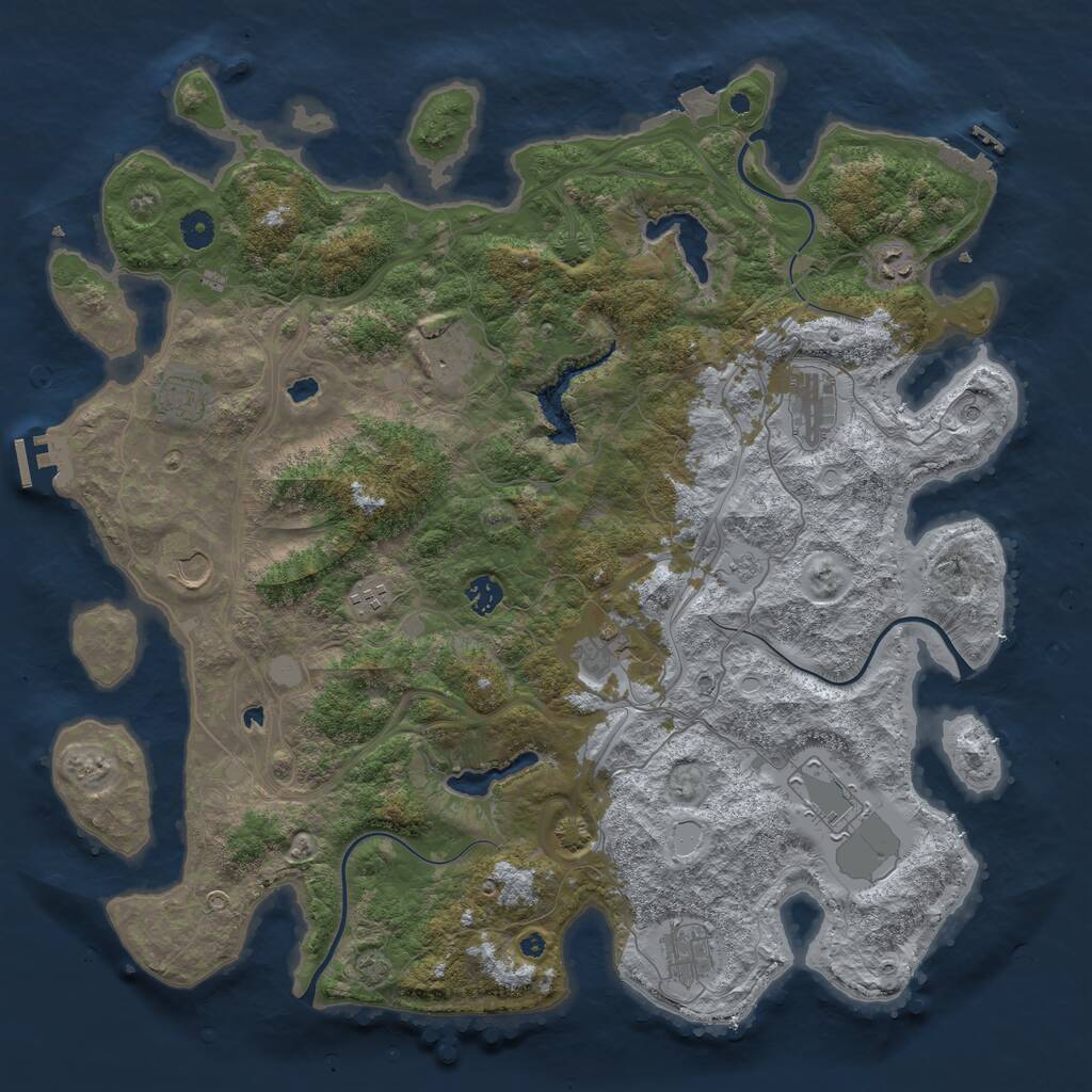 Rust Map: Procedural Map, Size: 4500, Seed: 2793833, 16 Monuments