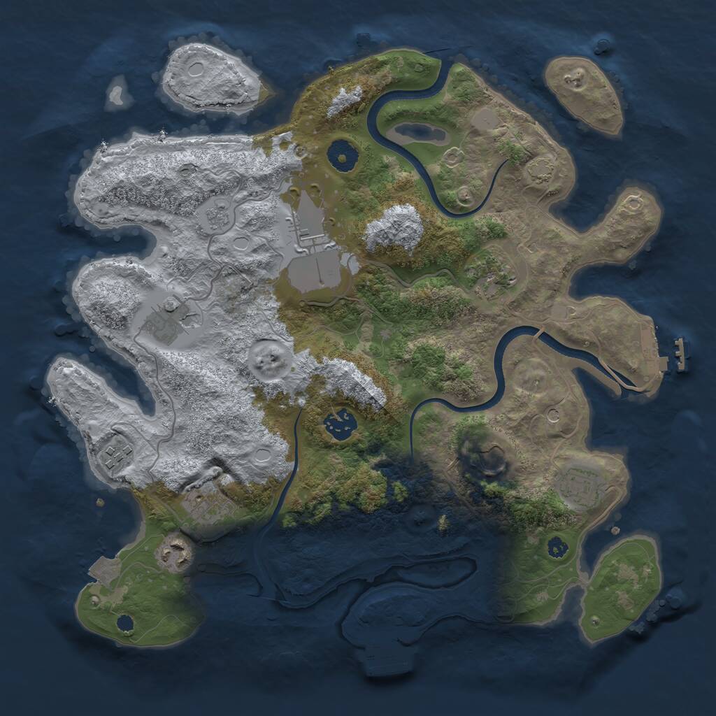 Rust Map: Procedural Map, Size: 3500, Seed: 2376454, 15 Monuments