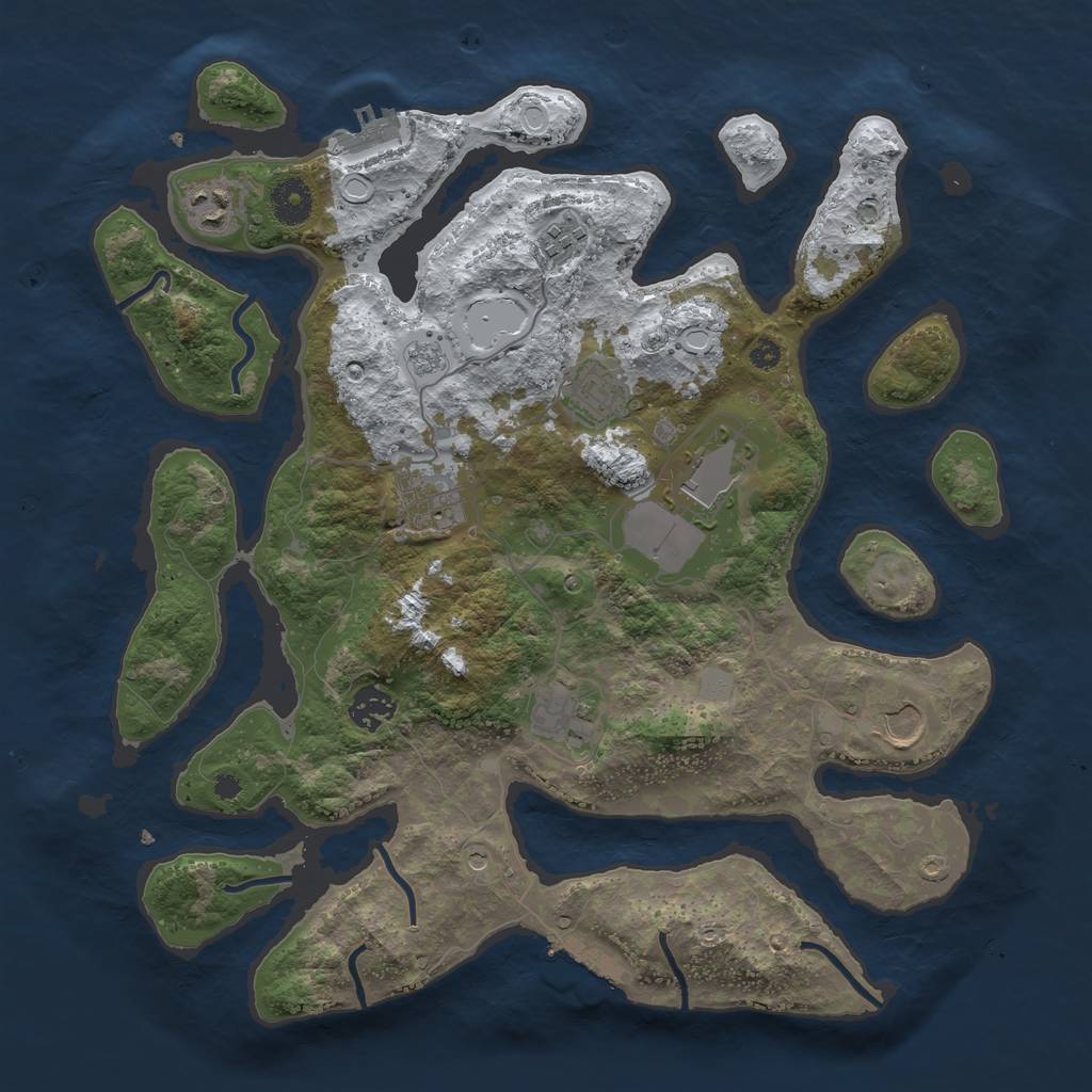 Rust Map: Procedural Map, Size: 3700, Seed: 3208739, 17 Monuments