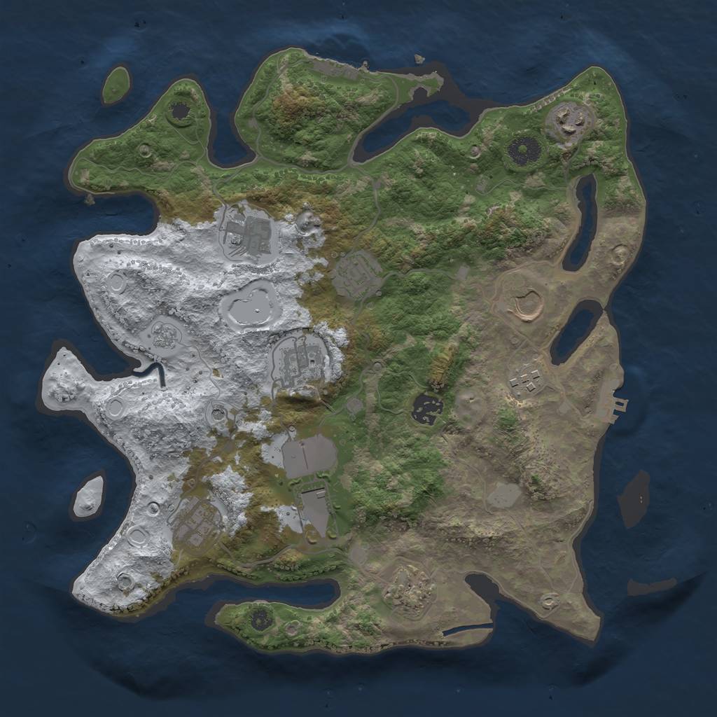 Rust Map: Procedural Map, Size: 3500, Seed: 4118081, 19 Monuments