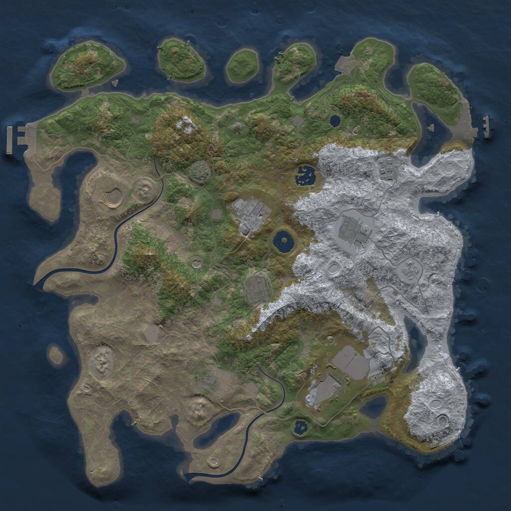 Rust Map: Procedural Map, Size: 3700, Seed: 2087610, 14 Monuments