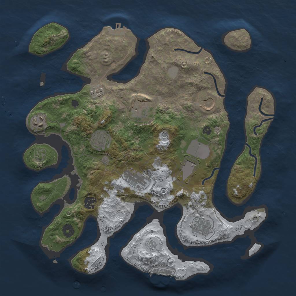 Rust Map: Procedural Map, Size: 3500, Seed: 6268925, 18 Monuments