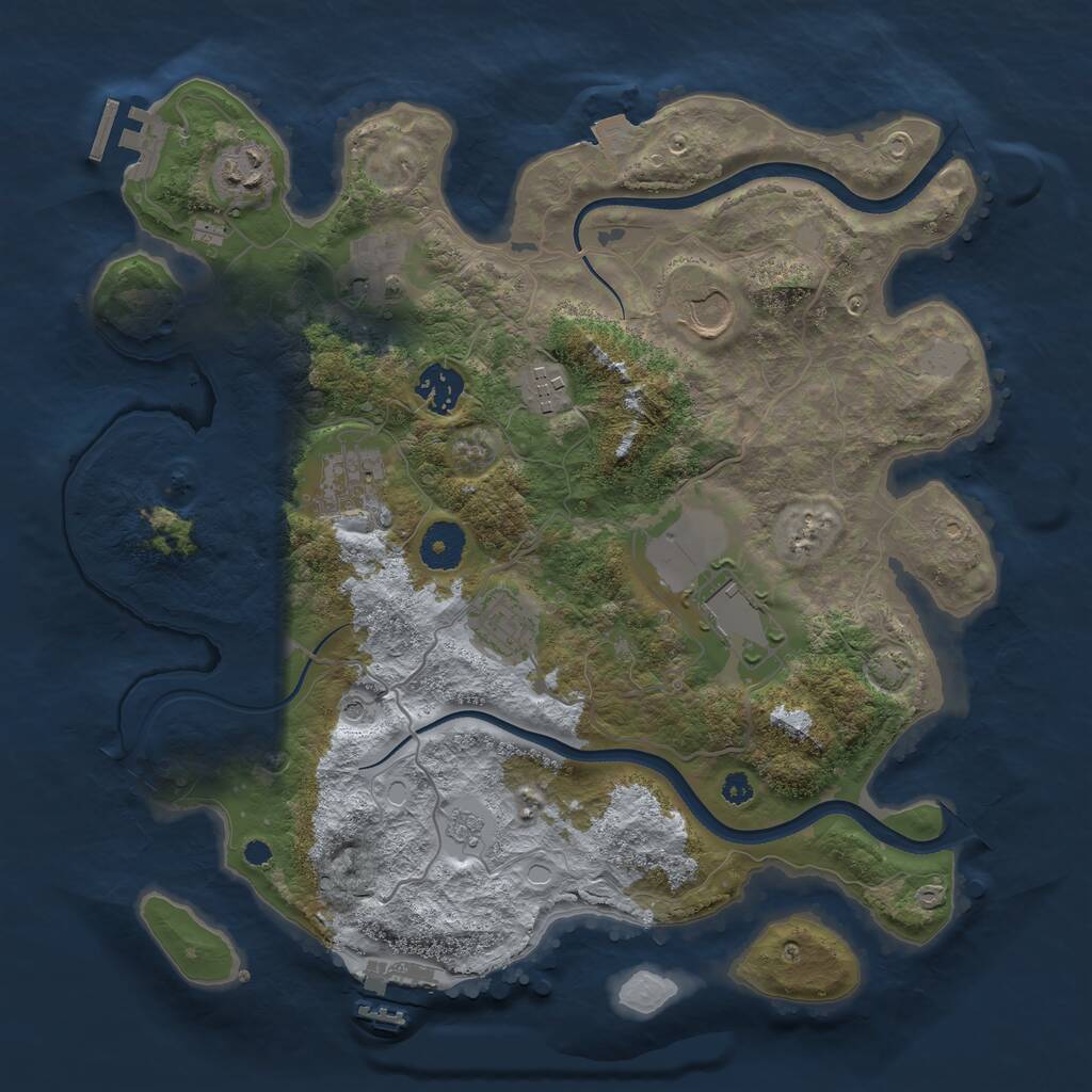 Rust Map: Procedural Map, Size: 3500, Seed: 4563640, 14 Monuments