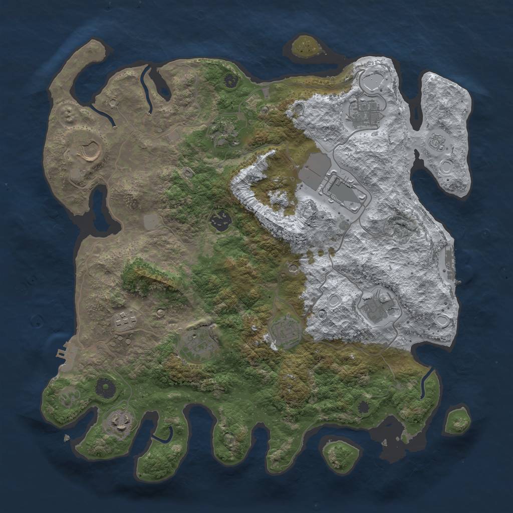 Rust Map: Procedural Map, Size: 3800, Seed: 3904645, 19 Monuments