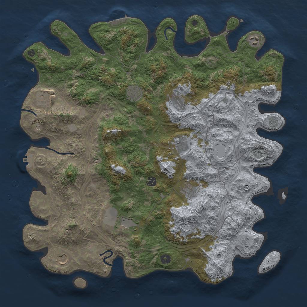 Rust Map: Procedural Map, Size: 4500, Seed: 722093, 19 Monuments