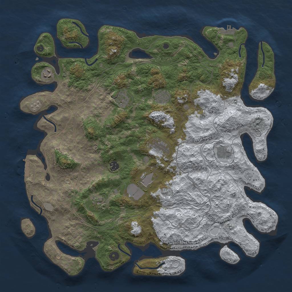 Rust Map: Procedural Map, Size: 4500, Seed: 4080641, 18 Monuments