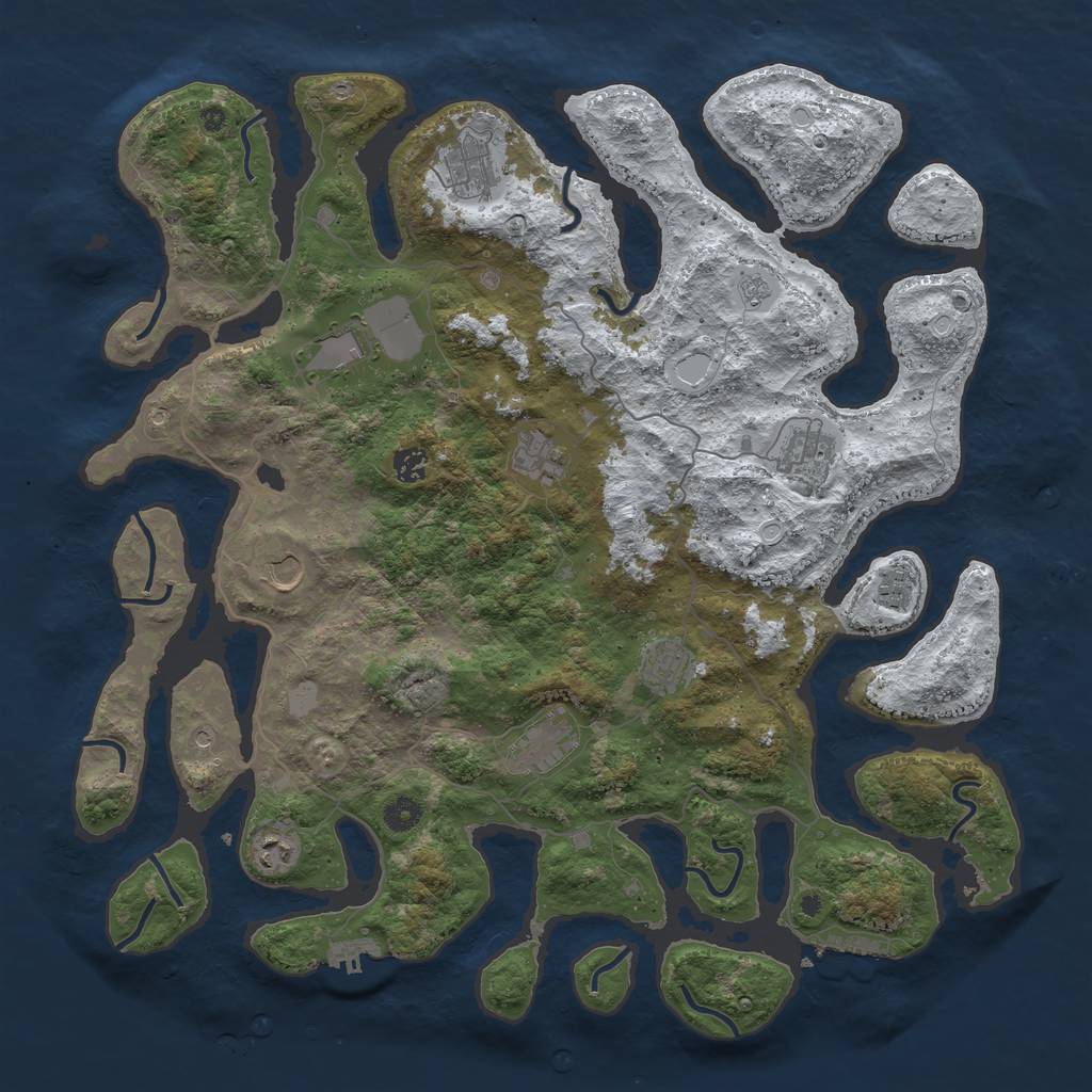 Rust Map: Procedural Map, Size: 4500, Seed: 5195821, 19 Monuments