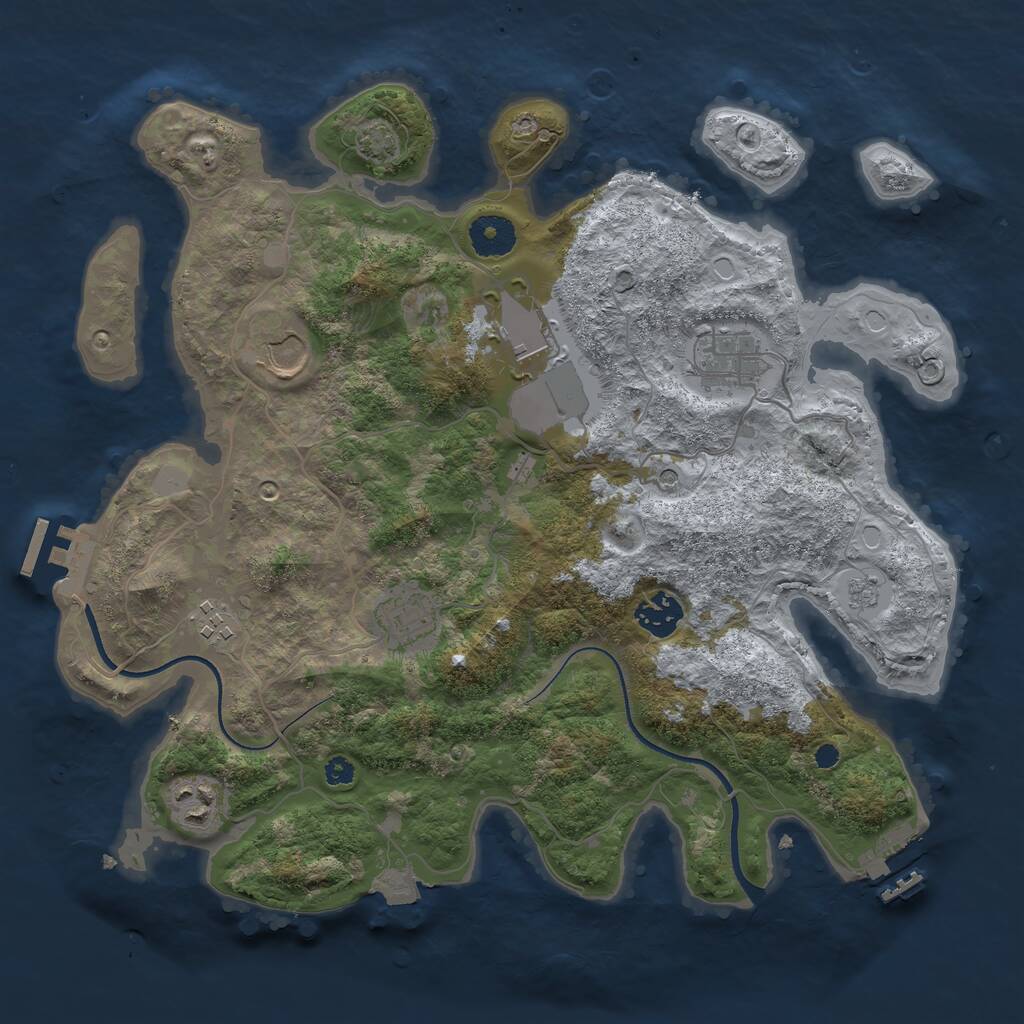Rust Map: Procedural Map, Size: 3500, Seed: 3589831, 13 Monuments