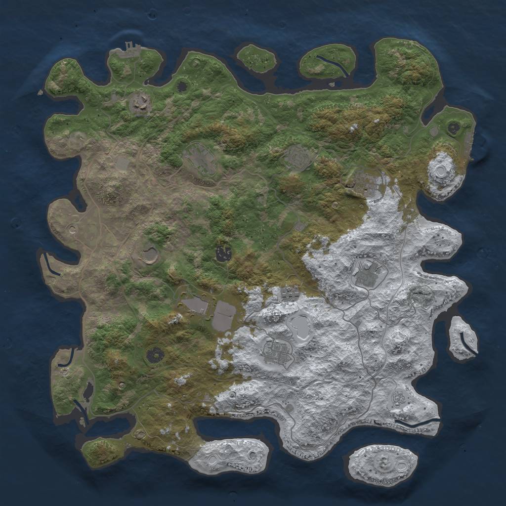 Rust Map: Procedural Map, Size: 4500, Seed: 4840522, 19 Monuments