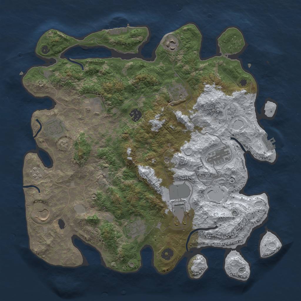 Rust Map: Procedural Map, Size: 3800, Seed: 45493, 19 Monuments