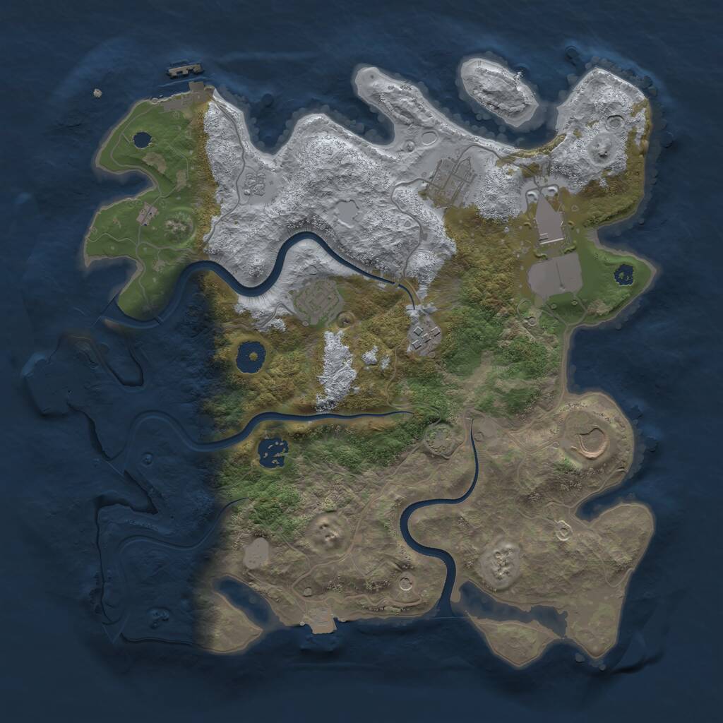 Rust Map: Procedural Map, Size: 3500, Seed: 3134278, 12 Monuments