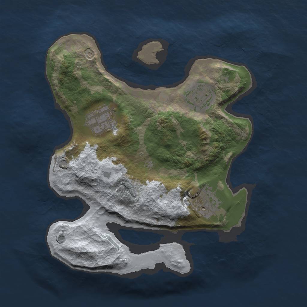 Rust Map: Barren, Size: 2500, Seed: 8734, 5 Monuments