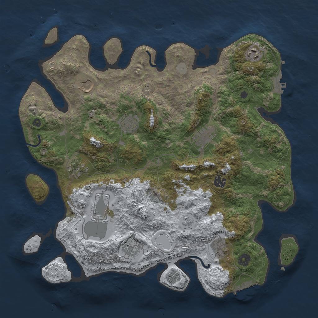 Rust Map: Procedural Map, Size: 3800, Seed: 1590113, 19 Monuments