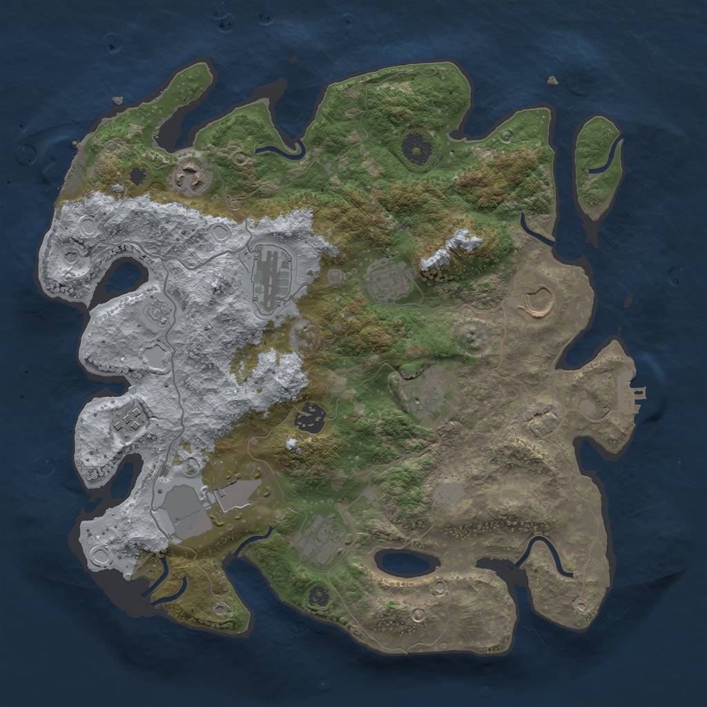 Rust Map: Procedural Map, Size: 3500, Seed: 6107285, 18 Monuments