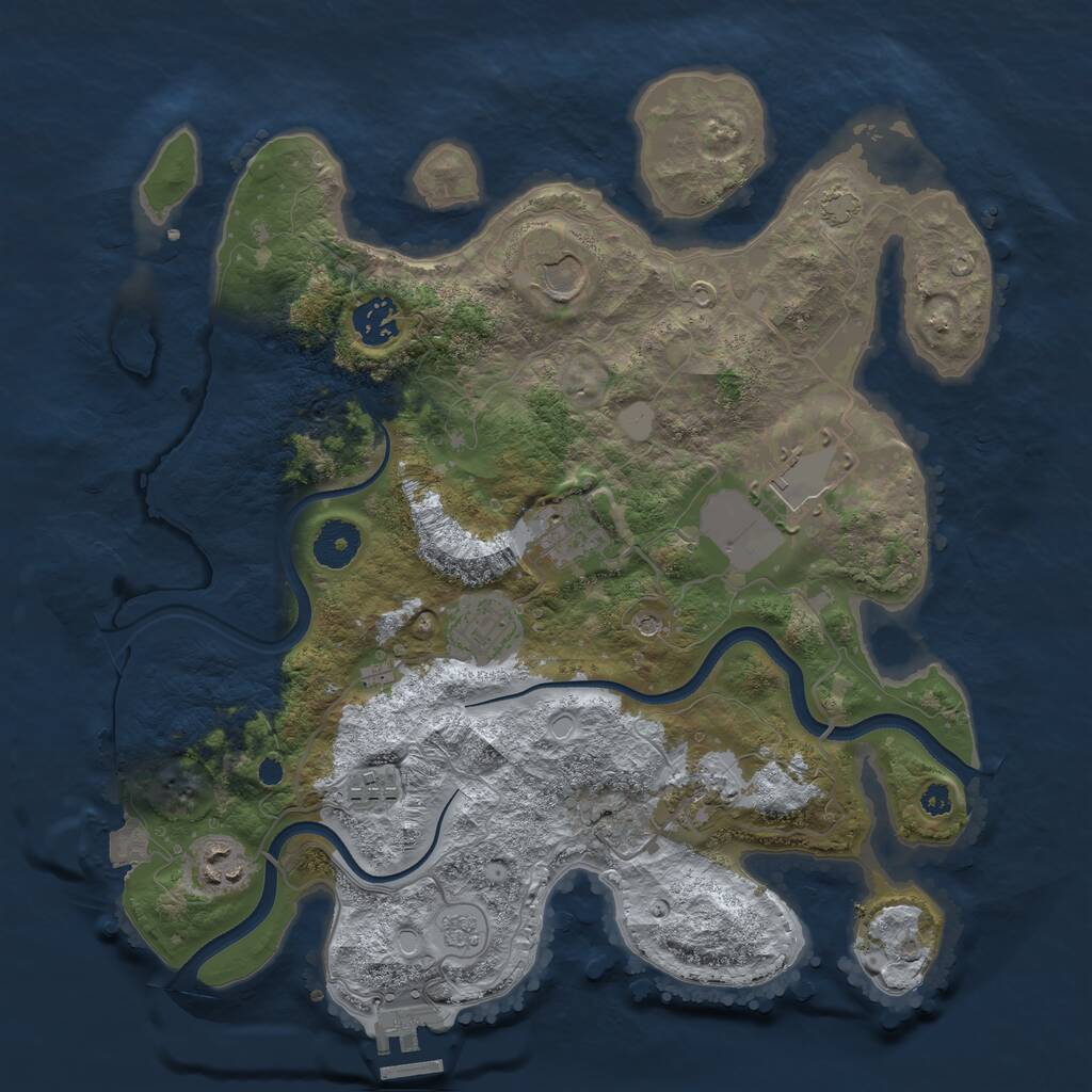 Rust Map: Procedural Map, Size: 3500, Seed: 3896422, 13 Monuments