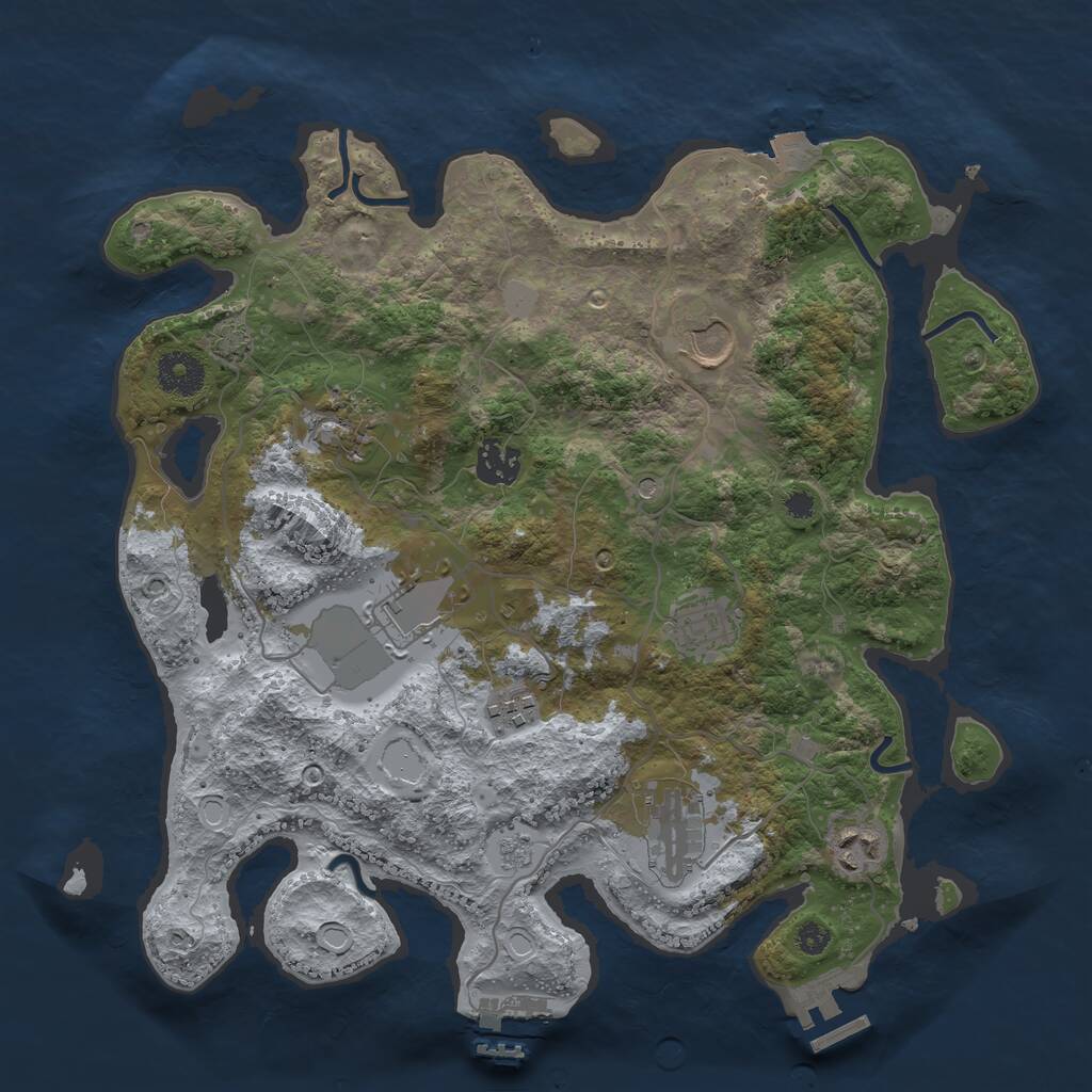 Rust Map: Procedural Map, Size: 3500, Seed: 660486, 14 Monuments