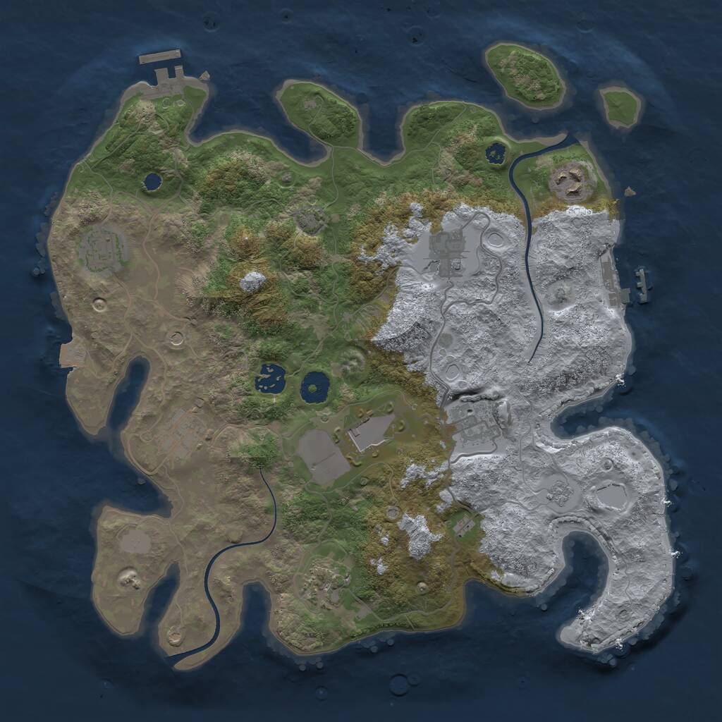 Rust Map: Procedural Map, Size: 3500, Seed: 4504857, 14 Monuments
