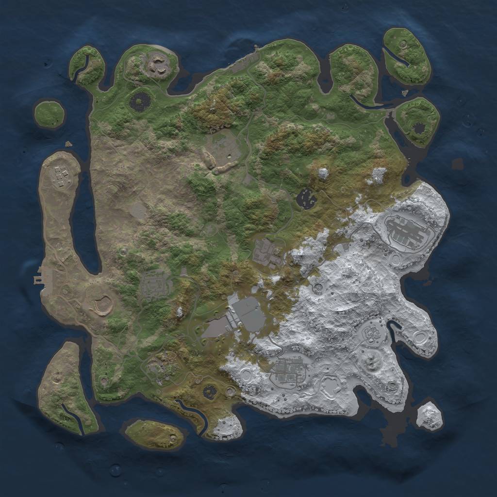 Rust Map: Procedural Map, Size: 3700, Seed: 3851523, 20 Monuments