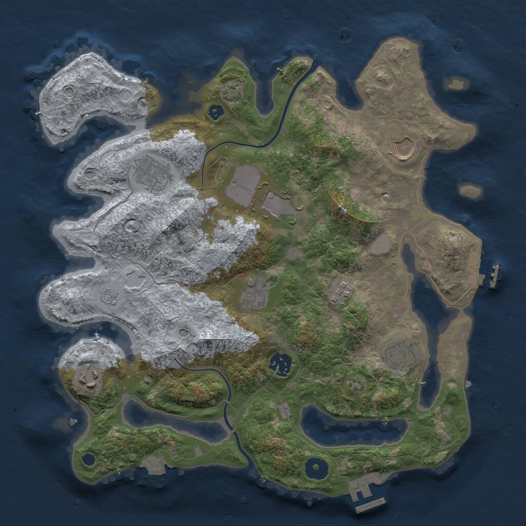 Rust Map: Procedural Map, Size: 3500, Seed: 2655389, 14 Monuments