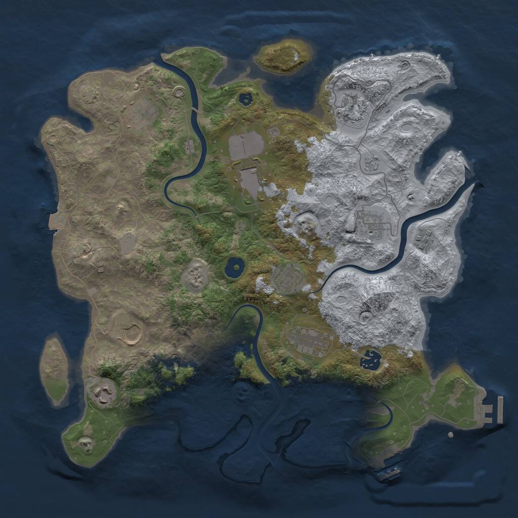 Rust Map: Procedural Map, Size: 3800, Seed: 3766882, 16 Monuments
