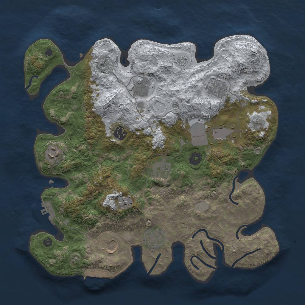 Rust Map: Procedural Map, Size: 3500, Seed: 653991, 18 Monuments