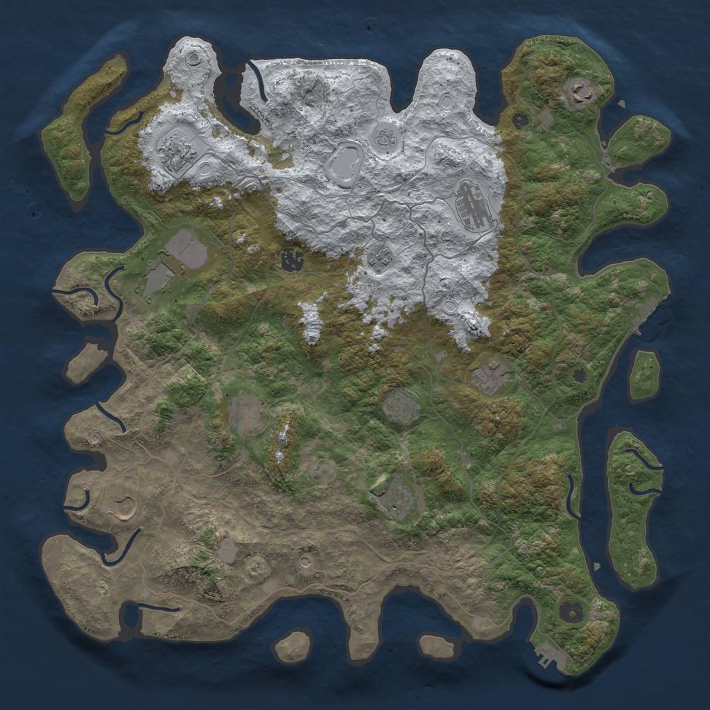Rust Map: Procedural Map, Size: 4500, Seed: 805415, 20 Monuments